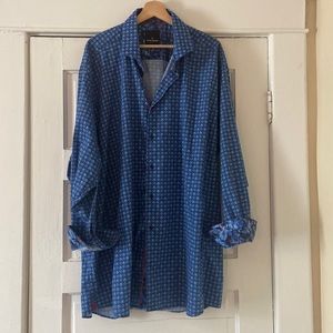 Blue floral long sleeve sport shirt